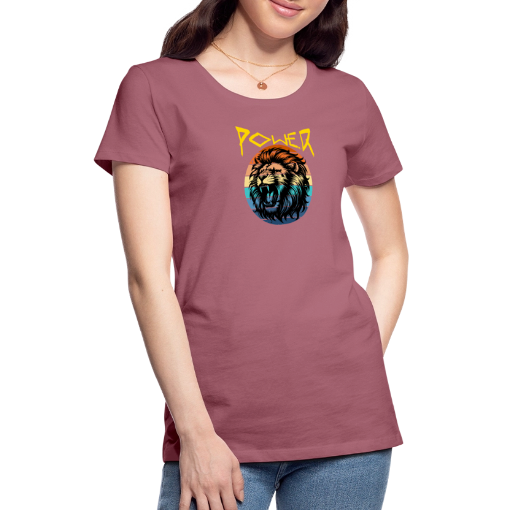 Naisten Spreadshirt Premium T-paita Power Lion - malvanvärinen