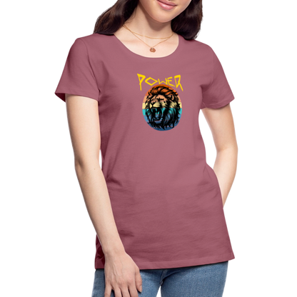 Naisten Spreadshirt Premium T-paita Power Lion - malvanvärinen