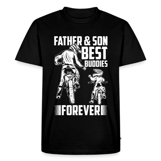 Miesten Spreadshirt Premium T-Paita Father&Son Printillä - musta
