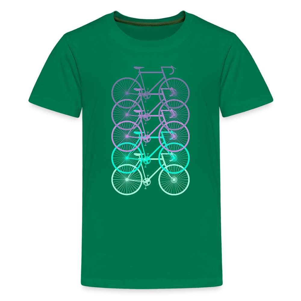 Nuorten Premium T-Paita Spreadshirt Pyörä-aiheisella Printillä - kelly vihreä
