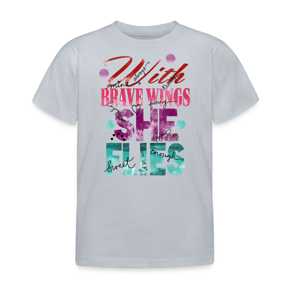 Lasten B&C T-paita "With Brave Wings She Flies" Printillä - tyynenmeren harmaa