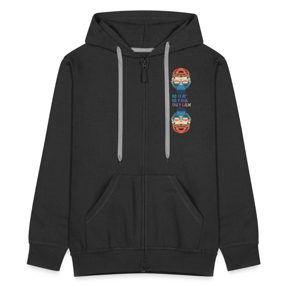 Miesten Spreadshirt Premium vetoketjullinen huppari Calm Monkey - musta