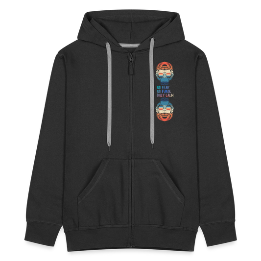 Miesten Spreadshirt Premium vetoketjullinen huppari Calm Monkey - musta