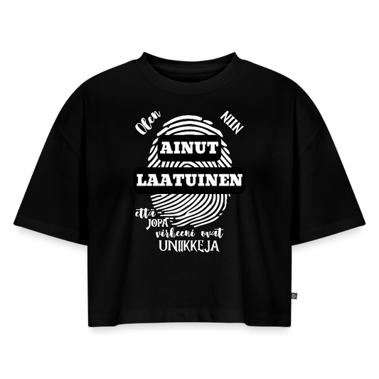 Naisten Oversized luomu lyhyt t-paita Ainutlaatuinen - musta