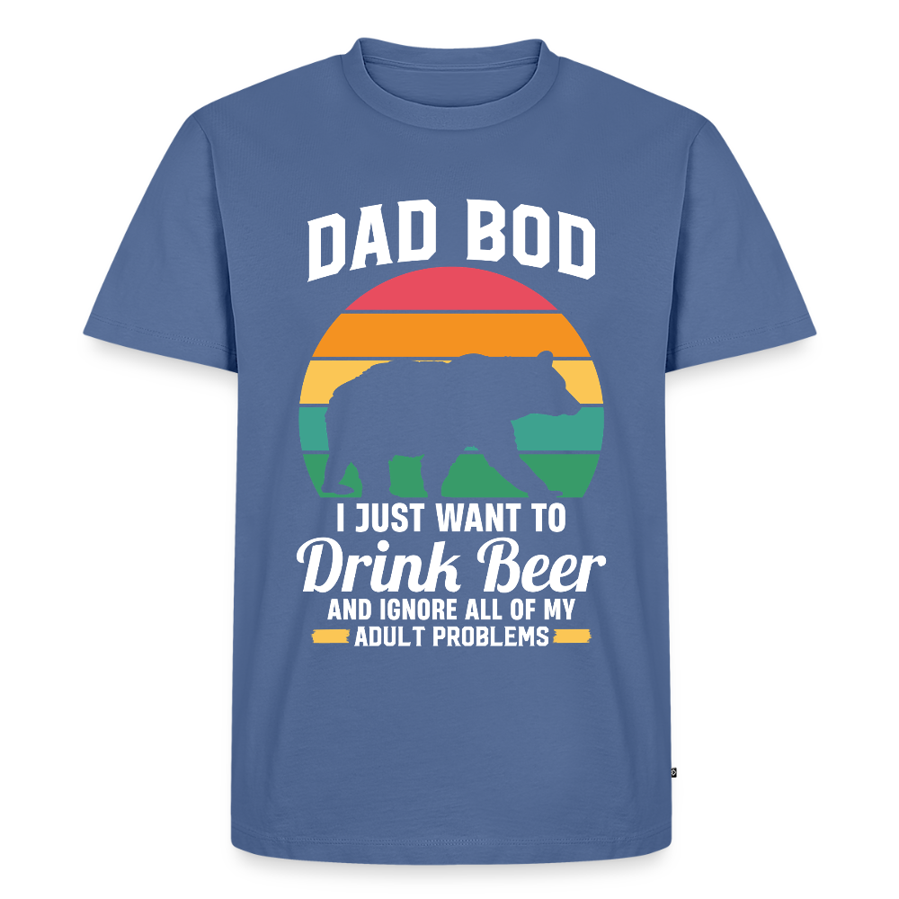 Miesten Spreadshirt Premium T-Paita DAD BOD printillä - kyyhkynsininen