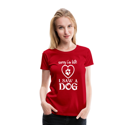 Naisten Spreadshirt Premium T-Paita Koira-aiheisella Printillä - punainen