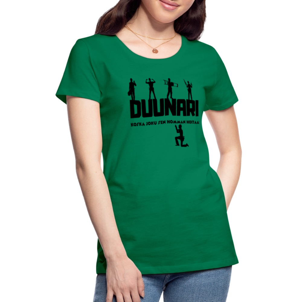 Naisten Spreadshirt Premium T-paita Duunari Printillä - kelly vihreä