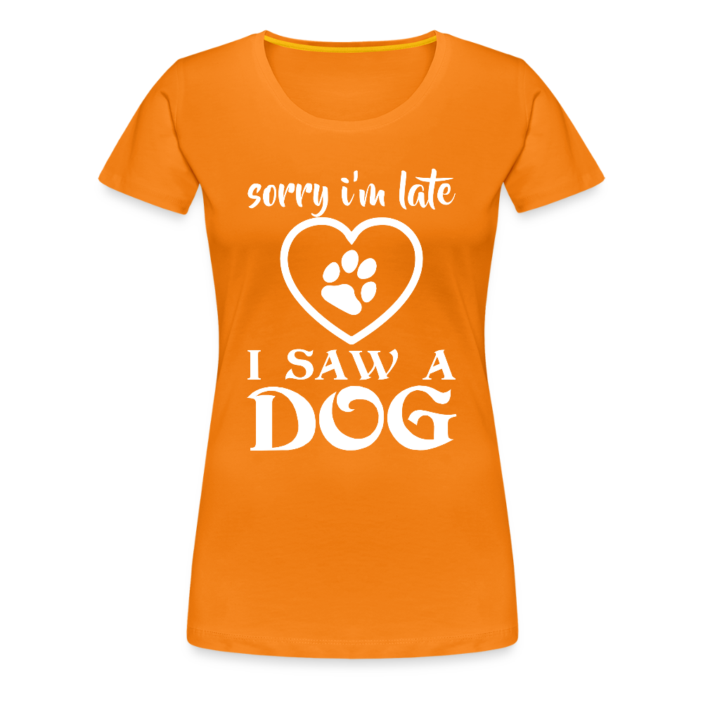 Naisten Spreadshirt Premium T-Paita Koira-aiheisella Printillä - oranssi