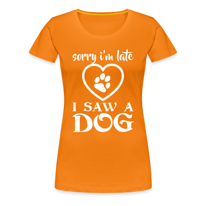 Naisten Spreadshirt Premium T-Paita Koira-aiheisella Printillä - oranssi