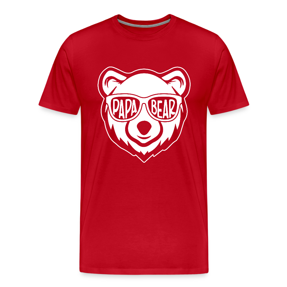 Miesten Spreadshirt Premium T-Paita Papa Bear Printillä - punainen