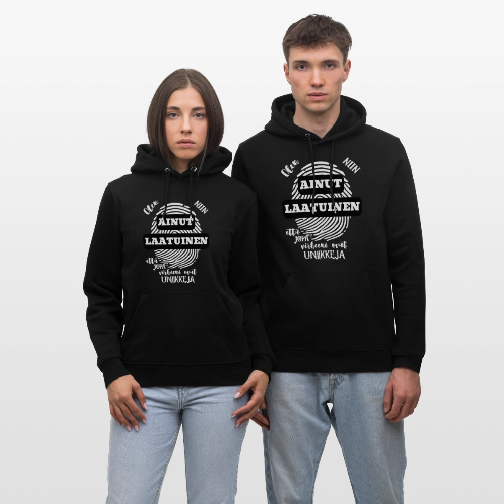 Unisex luomuhuppari Ainutlaatuinen - musta