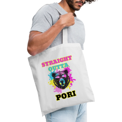 Kangaskassi Straight Outta Pori Värikäs - valkoinen