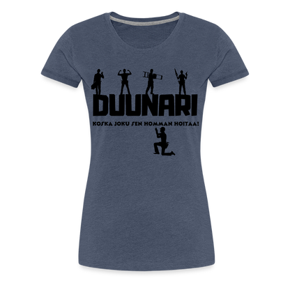 Naisten Spreadshirt Premium T-paita Duunari Printillä - kanervansininen