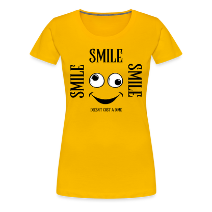 Naisten Premium T-paita Smile - auringonkeltainen