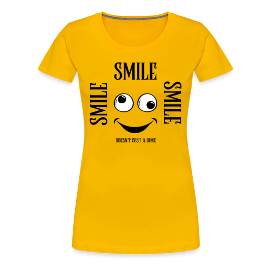 Naisten Premium T-paita Smile - auringonkeltainen