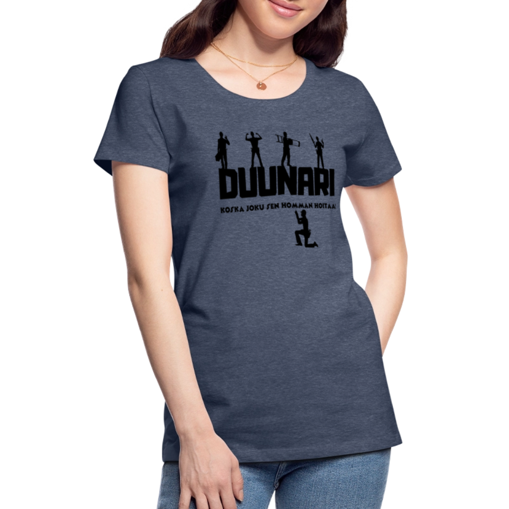 Naisten Spreadshirt Premium T-paita Duunari Printillä - kanervansininen