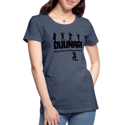 Naisten Spreadshirt Premium T-paita Duunari Printillä - kanervansininen