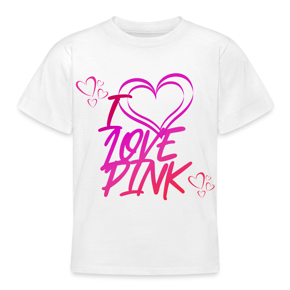 B&C Nuorten T-paita I Love Pink 9-14-Vuotiaille - valkoinen