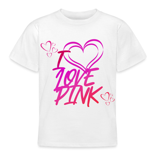 B&C Nuorten T-paita I Love Pink 9-14-Vuotiaille - valkoinen