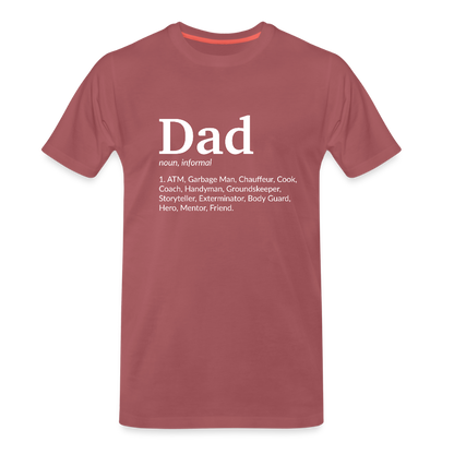 Miesten Spreashirt Premium T-Paita Dad aiheisella Rinta- ja hihaprintillä - pestyn burgundin värinen