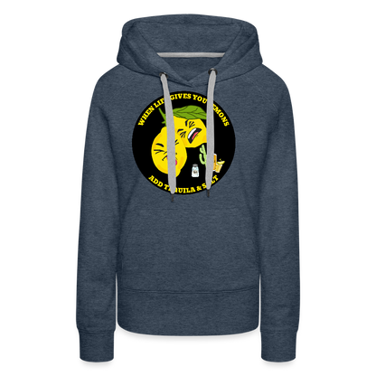 Naisten Premium huppari When life gives lemons black - deniminsininen