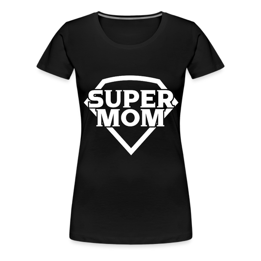 Naisten Spreadshirt Premium T-Paita Supermom printillä - musta