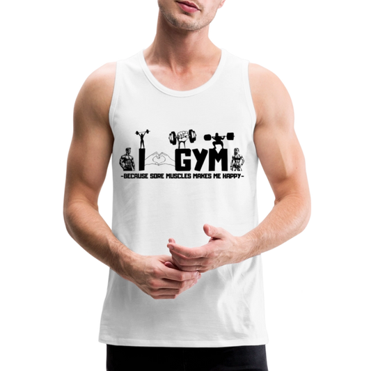 Miesten Spreadshirt Premium hihaton T-paita Sali - valkoinen