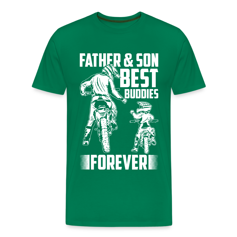 Miesten Spreadshirt Premium T-Paita Father&Son Printillä - kelly vihreä