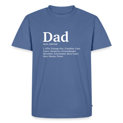 Miesten Spreashirt Premium T-Paita Dad aiheisella Rinta- ja hihaprintillä - kyyhkynsininen