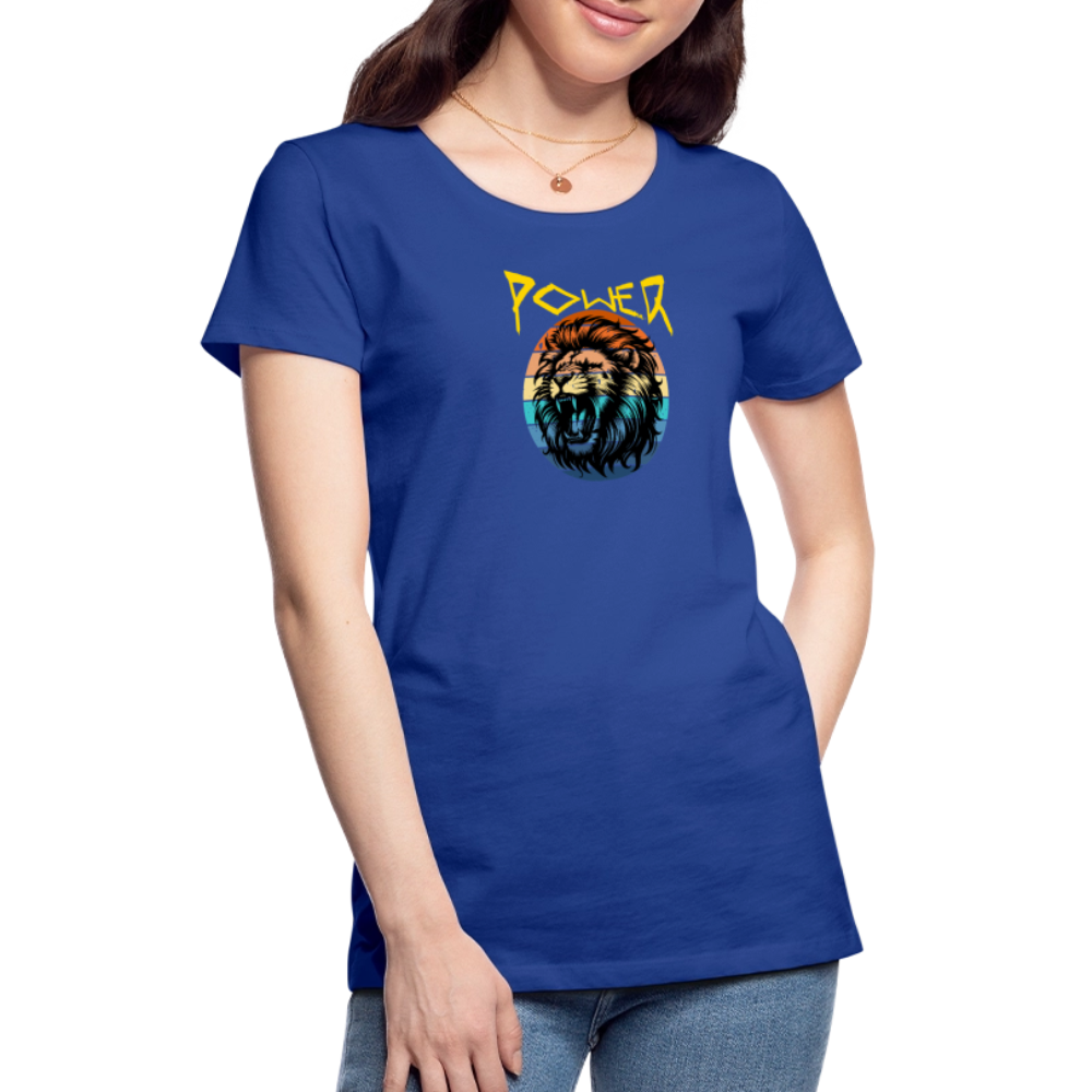 Naisten Spreadshirt Premium T-paita Power Lion - kuninkaansininen