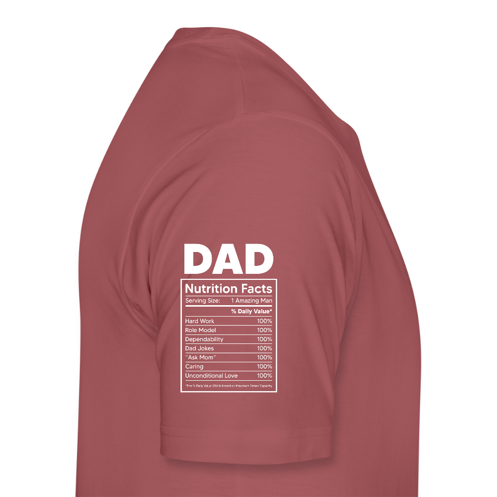 Miesten Spreashirt Premium T-Paita Dad aiheisella Rinta- ja hihaprintillä - pestyn burgundin värinen