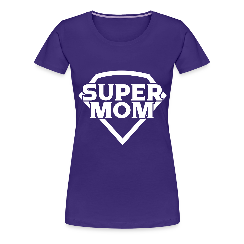 Naisten Spreadshirt Premium T-Paita Supermom printillä - liila
