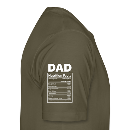 Miesten Spreashirt Premium T-Paita Dad aiheisella Rinta- ja hihaprintillä - khakin
