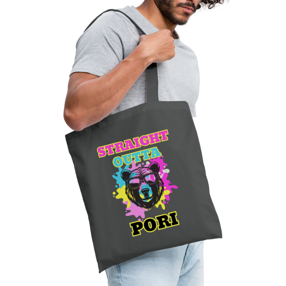 Kangaskassi Straight Outta Pori Värikäs - grafiitinharmaa