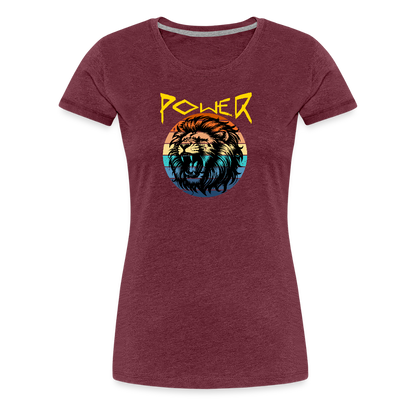 Naisten Spreadshirt Premium T-paita Power Lion - meleerattu viininpunainen