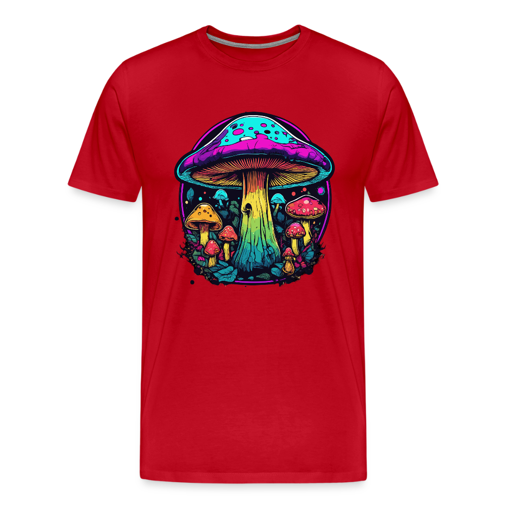 Miesten Spreadshirt Premium t-paita Värikkäällä sieniaiheella - punainen