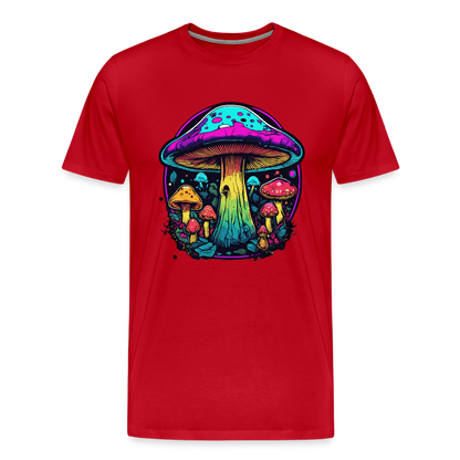 Miesten Spreadshirt Premium t-paita Värikkäällä sieniaiheella - punainen