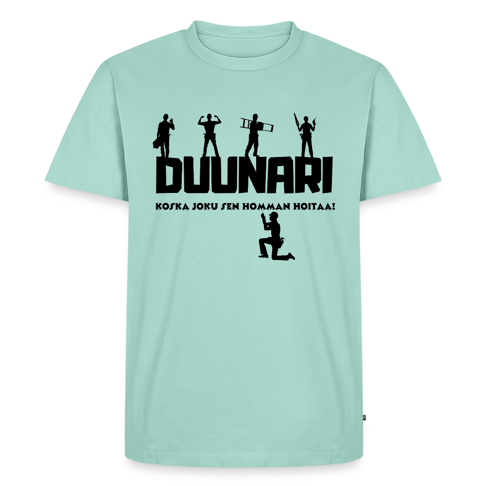 Miesten Spreadshirt Premium T-paita Duunari Printillä - minttu 