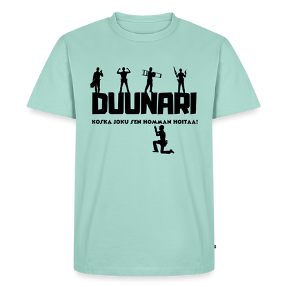 Miesten Spreadshirt Premium T-paita Duunari Printillä - minttu 