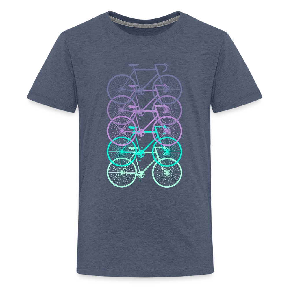 Nuorten Premium T-Paita Spreadshirt Pyörä-aiheisella Printillä - kanervansininen