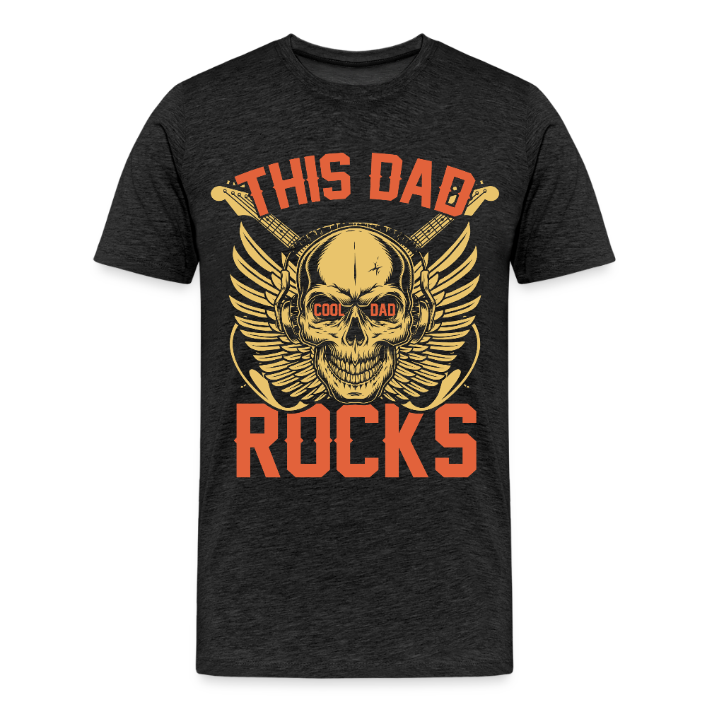 Miesten Spreadshirt Premium T-Paita This dad rocks Printillä - hiilenharmaa