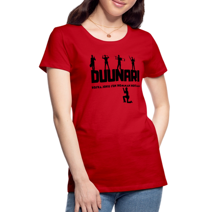 Naisten Spreadshirt Premium T-paita Duunari Printillä - punainen
