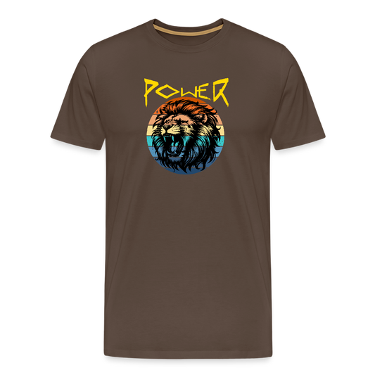 Miesten Spreadshirt Premium T-paita Power Lion - tyylikäs ruskea
