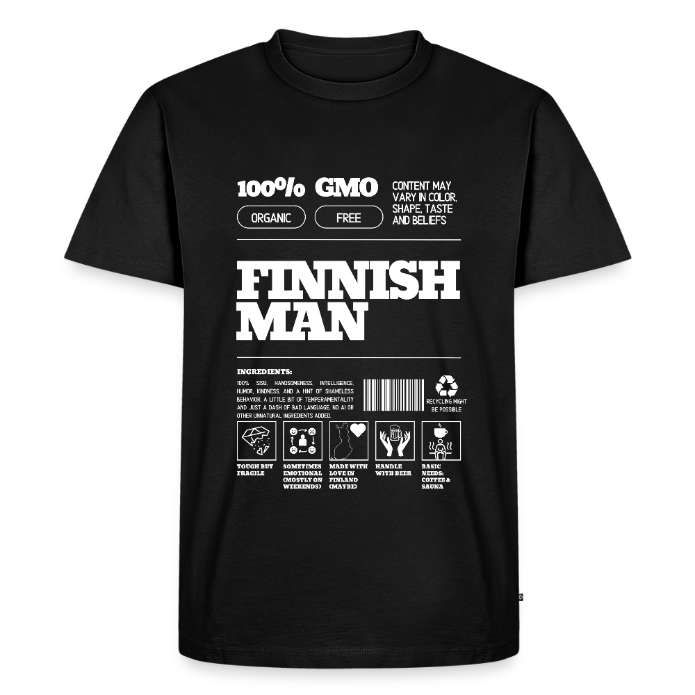 Miesten premium T-paita Suomalaisen Miehen Pakkaus - musta
