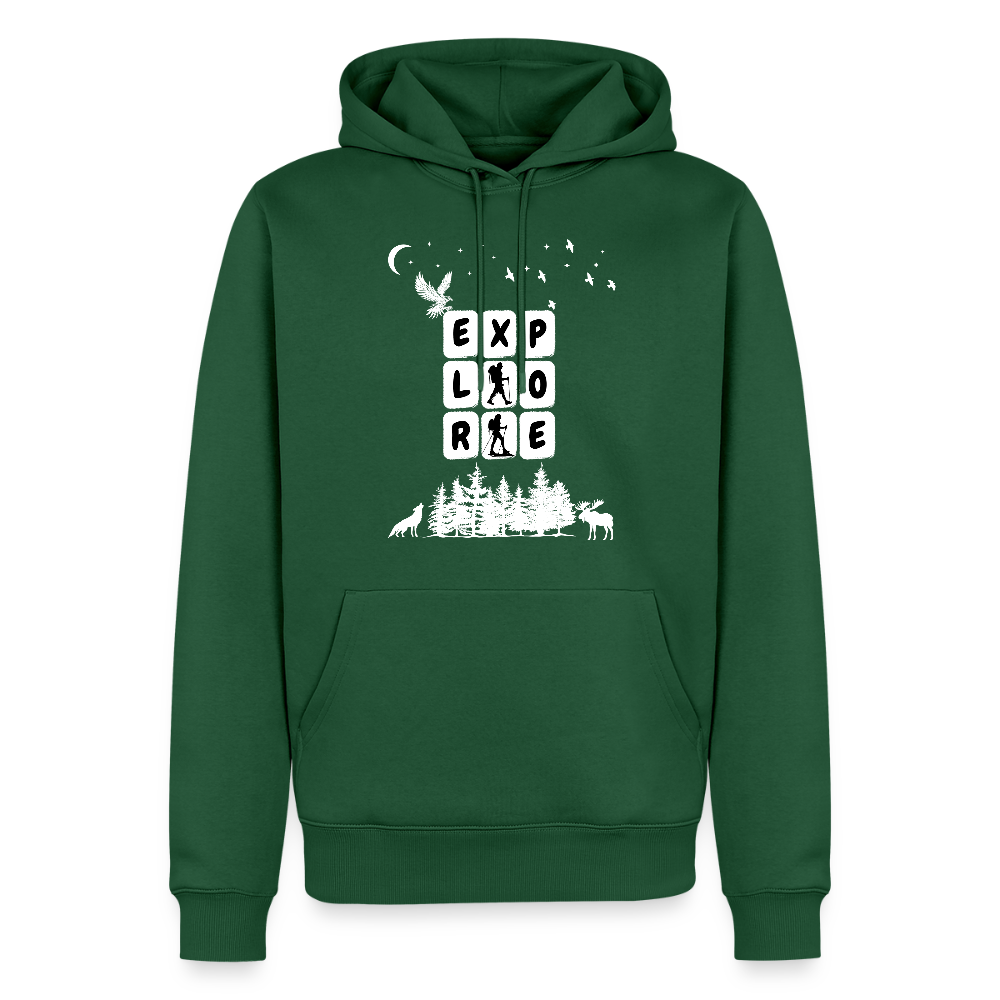 Miesten Spreadshirt Premium huppari Explore - pullonvihreä