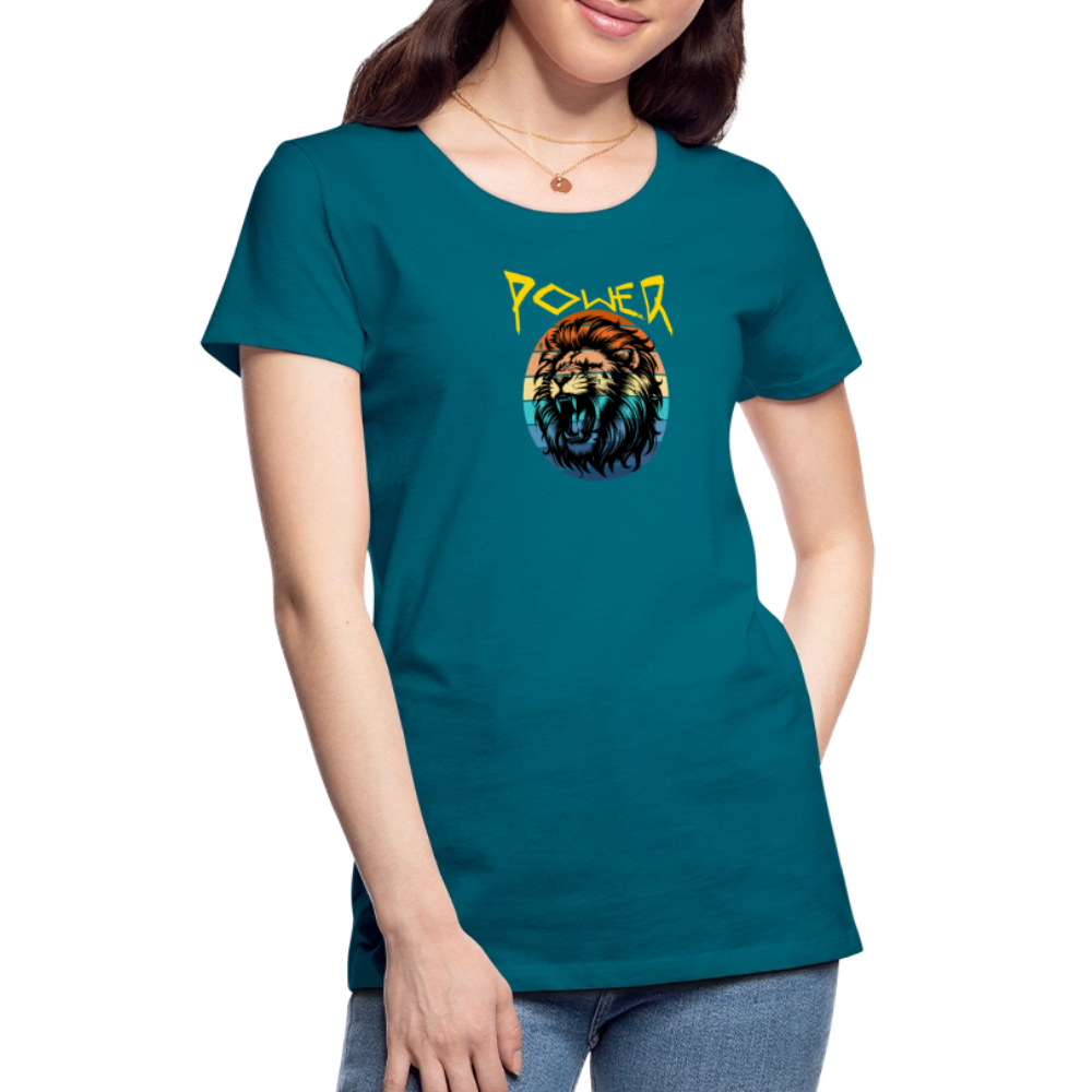 Naisten Spreadshirt Premium T-paita Power Lion - turkoosi