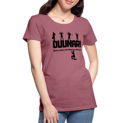 Naisten Spreadshirt Premium T-paita Duunari Printillä - malvanvärinen