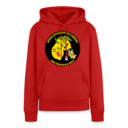 Naisten Premium huppari When life gives lemons black - punainen