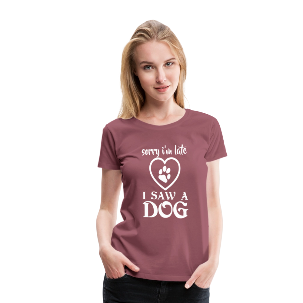 Naisten Spreadshirt Premium T-Paita Koira-aiheisella Printillä - malvanvärinen