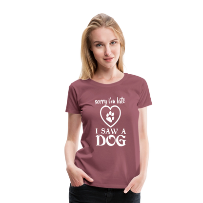 Naisten Spreadshirt Premium T-Paita Koira-aiheisella Printillä - malvanvärinen